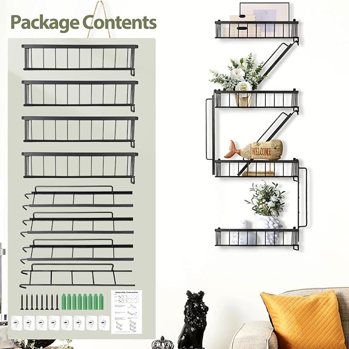 SweetSage Fire Escape Wall Shelf 4 Tier - NYC Decorative Floating Shelf Black Metal Book Shelves for Home Office Apartment Organizer and Display - Image 7