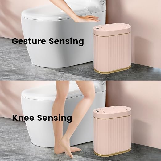 ELPHECO Bathroom Trash Can with Lid Butterfly, Motion Sensor Trash Can Bathroom Decor Automatic Garbage Can Wastebasket Bathroom Accessories, Kitchen, Living Room, Office, Pink Gold - Image 5