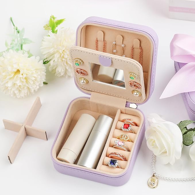 CHMI Travel Jewelry Case, Purple Travel Jewelry Box, Travel Jewelry Organizer, Travel Gifts for Women Girls, Jewelry Organizer Box, Birthday Gifts for Women, Christmas Gifts for Teens Girls - Y - Image 4