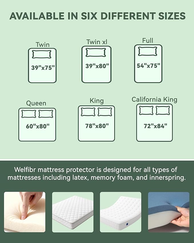 Mattress Protector Waterproof 15% Viscose from Bamboo Cooling Protectors Cover for Hot Sleepers 3D Air Fabric Breathable Noiseless Soft Bed Cover for 6-18" Deep Pocket Mattress Covers Full