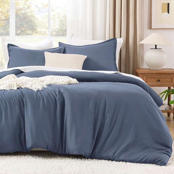Litanika Comforters Twin XL Size Bluish Grey, 2 Pieces Lightweight Solid Bedding Set & Collections, All Season Fluffy Bed Set (68x92 Inches Comforter & 1 Pillowcase)