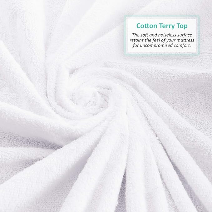 Nestl Premium Cotton Terry Mattress Protector – Soft and Waterproof Cal King 14 Inch Deep Pocket Mattress Protector – Breathable & Noiseless Cover