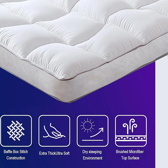 SHOUREN Memory Foam Mattress Topper King, Extra Soft Pillow Top Bed Topper for Back Pain Relief, Fluffy Shredded Memory Foam Filling with Down Alternative Cover, 78x80x5