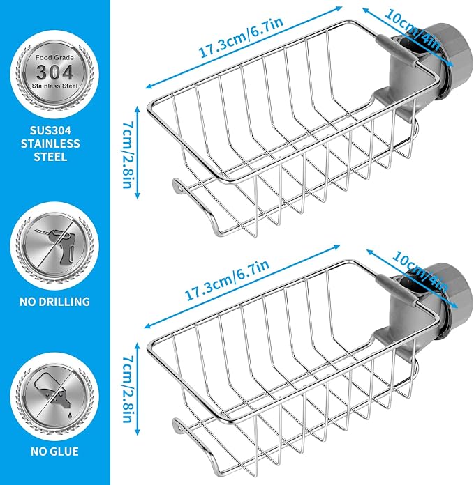 Clawfoot Tub Shower Caddy(Shower Rod Not Included),Clawfoot Tub Accessories,Tub Caddy,SUS304 Stainless Steel Shower Shelves,Clawfoot Tub Soap Caddy(Silver) - Image 3