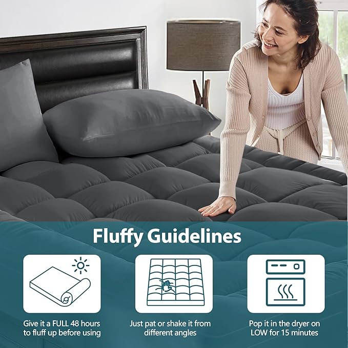 CYMULA Twin XL Mattress Topper - Soft Cooling Mattress Pad for College Dorm Room Essentials - Extra Thick Long Protector Cover for Back Pain, Single Bed Topper Pillow Top with 8''-21'' Deep Pocket