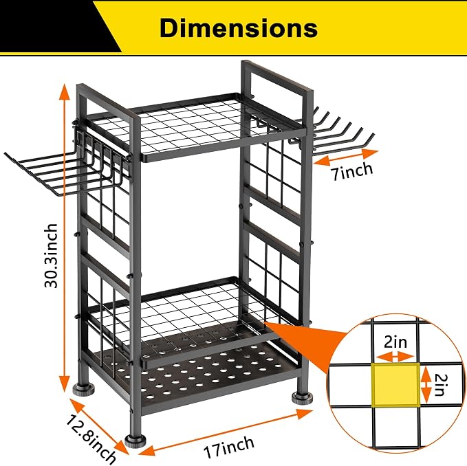 3 Tier Garden Tool Organizer, Garage Storage and Organization, Metal Yard Tools Storage up to 78 Tools, Heavy Duty Garden Tool Organizer for Garage, Yard, Patio, Shed, Indoors and Outdoors, Black - Image 3