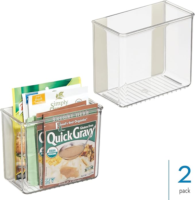 iDesign Adhesive Organizer Bin - Damage-Free Hanging for Kitchen, Bathroom, or Office - Set of 2 - Clear - Image 2