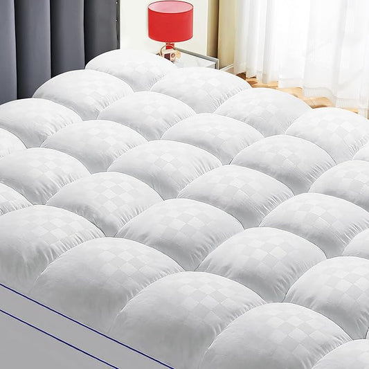 Queen Mattress Topper, Extra Thick Pillow Top Mattress Pad Cover for Back Pain, 6-21 Inches Deep Pocket, 60x80 Inches, White