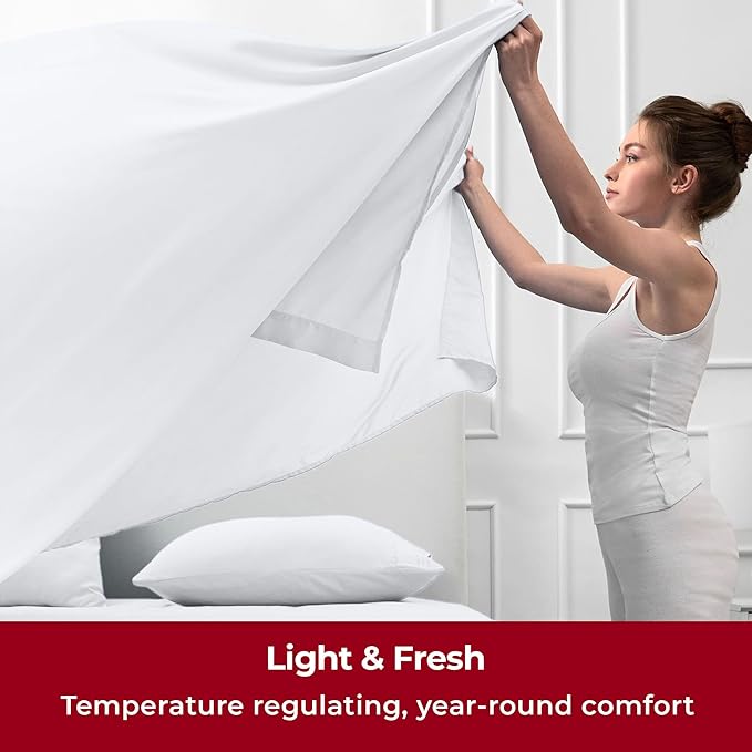 Mellanni Twin XL Sheets Set - 3 PC Iconic Collection Bedding - Hotel Luxury, Extra Soft, Cooling Bed Sheets - Wrinkle, Fade, Stain Resistant (Twin Extra Long, White) (Pack of 2)
