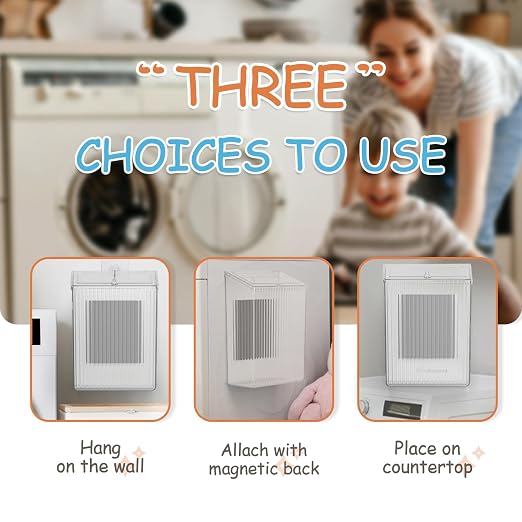 Sealegend Magnetic Slim Trash Can Wastebasket with Lid, Lint Bin, Storage Bins Perfect for Kitchen, Fridge, Cabinet, Bathroom, Laundry Room Organization, Clear - Image 5