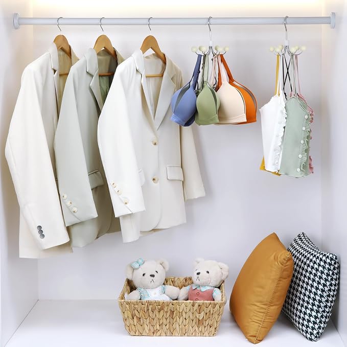 TOPIA HANGER Hoodie Hangers with 6 Wood Balls, 360°Swivel Purse Hanger, Scarf Hanger, Closet Hooks, Handbag Organizer, Bra Hanger, Accessory Organizers for Scarf, Tanktop, Hat, Hoodie CT56W - Image 6