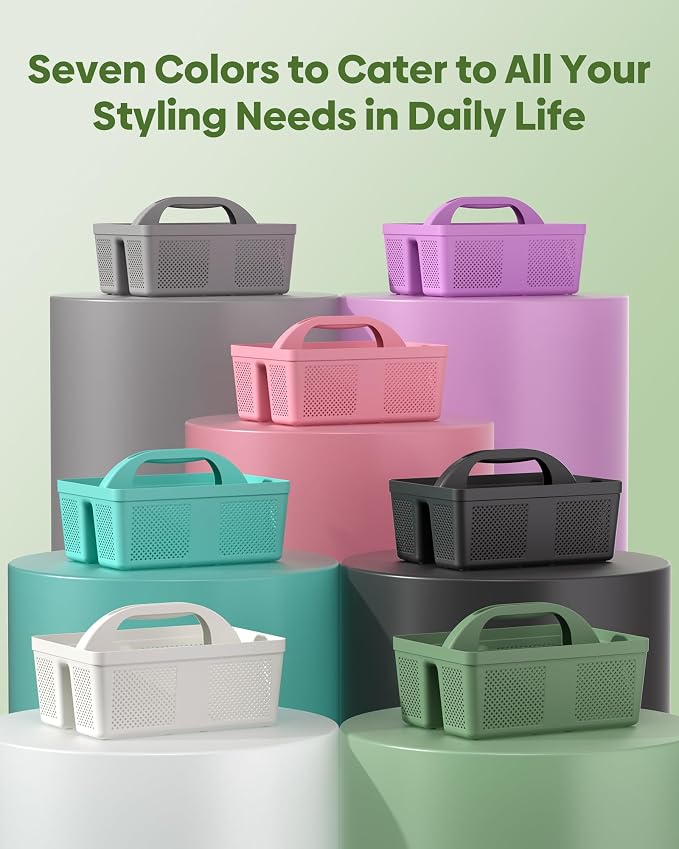 4 Pack Portable Shower Caddy, Integrated Handle, Reinforced Plastic, Organizer Storage Bathroom Supplies and Beauty Products, Cleaning Supplies, Shower Basket for Home, Dorm, Shelf and Cabinet - Image 7