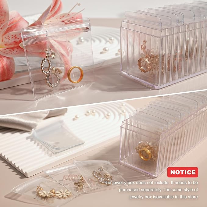 HOMEHIVE Travel Jewelry Bags, 20Pcs Clear Travel Jewelry Organizer, Portable Anti Tarnish Jewelry Storage Pouch Bag Gift for Women Girl, 20Pcs Clear Bags - Image 5