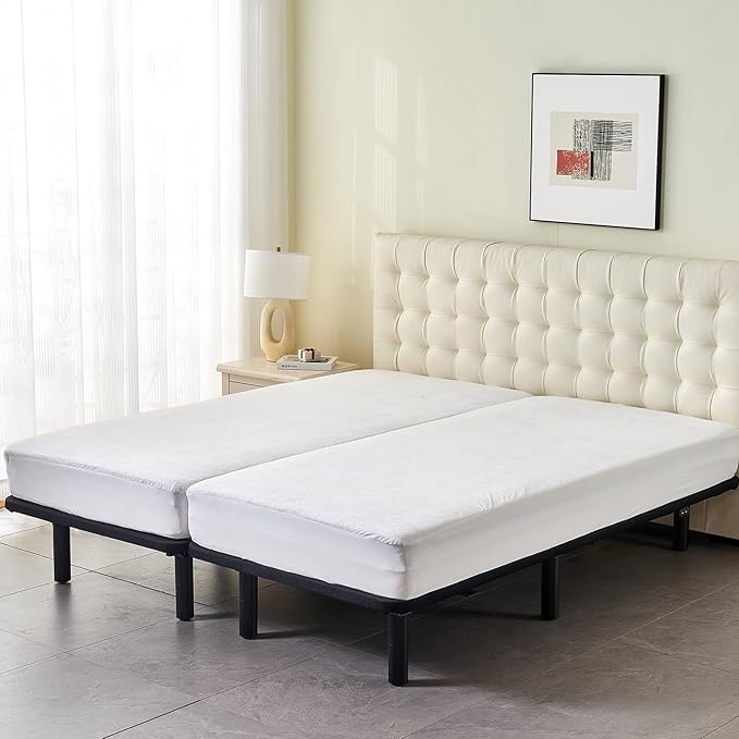 Kingnex Waterproof Split California King Mattress Protector for Adjustable Bed Noiseless Soft Bamboo Viscose Terry 2 Cali Twin XL 36x84 Fitted Mattress Cover
