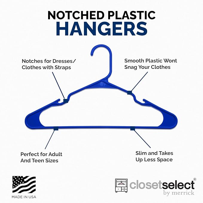 Closetselect Plastic Hangers 50 Pack - Space Saving Clothes Hangers, Made in USA, Durable & Strong Plastic Shirt & Coat Hanger with Notches & Shoulder Grooves, Non-Slip Clothing Hangers | Royal Spice - Image 4