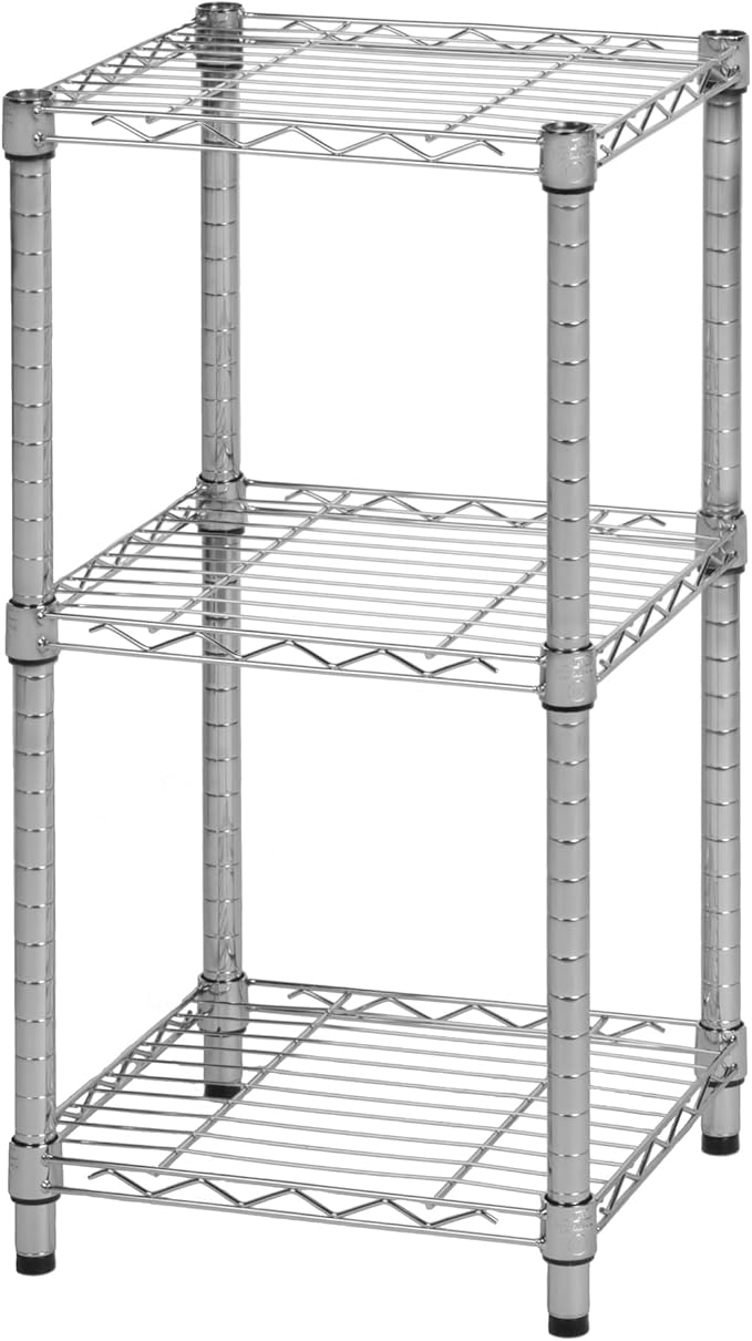 Honey-Can-Do 3-Tier Heavy Duty Adjustable Shelving Unit, 200-lb Per Shelf Stackable Modular Metal Storage Rack, Chrome Wire Shelf, 15 x 14 x 30 in - Image 4