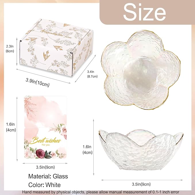 White Flower Jewelry Dish Glass Ring Dish Jewelry Tray Cute Vanity Organizer Room Decor Aesthetic Nightstand Bathroom Decor Trinket Dish Ring Holder Jewellery Tray Valentine's Birthday Gifts for Women - Image 5