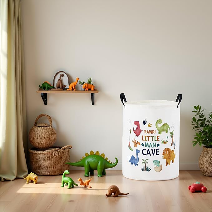 Baby Laundry Basket Baby Nursery Hamper Kids Laundry Basket Toy Storage Bin for Boys Room Decor Gift Baskets for Bedroom Bathroom(Dinosaur) - Image 5