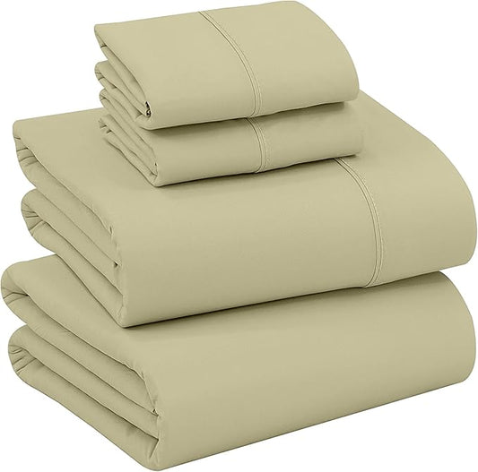 RUVANTI 100% Cotton Sheets – California King Percale Bedding, Cooling & Breathable, Durable with a Crisp, Soft & Comfortable Feel, 14" Deep Pocket, 4-Piece Set, Sage Green