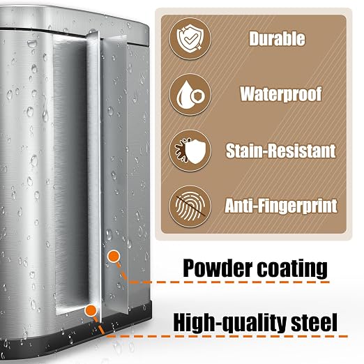 Dog Poop Trash Can Outside with Odor Control Lid & Step Pedal, 3.2Gal Stainless Steel Outdoor Trash Can, Waterproof Dog Waste Container Station - Includes Carbon Filters & Paw Stickers - Image 8