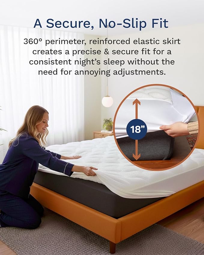 ViscoSoft Copper Pillow Top Cal King Mattress Pad - Soft Overstuffed Premium Cloud-Like Support - Quilted Fiberfilled Mattress Topper with Deep 18" Pocket for Secured Fit