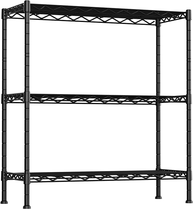 Soywey 3-Shelf Adjustable Heavy Duty Storage Shelves,36" Wx14 Dx35.8 H Metal Organizer Wire Rack for Laundry Bathroom Kitchen Pantry Closet Garage Shelving Black by SoyweyDirect