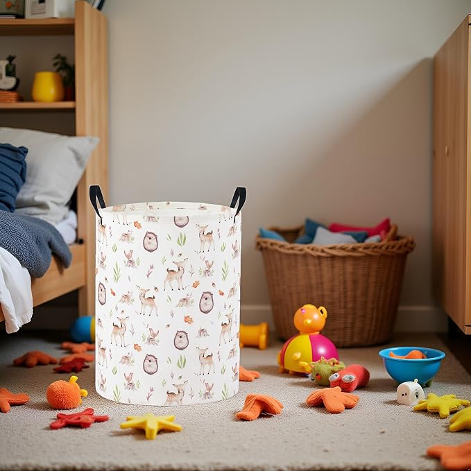 Baby Laundry Basket Baby Nursery Hamper Kids Laundry Basket Toy Storage Bin for Boys Room Decor Gift Baskets for Bedroom Bathroom(Fall Animal) - Image 4