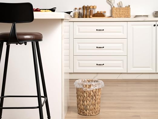 StorageWorks Wicker Waste Basket, Small Trash Can for Bathroom, Water Hyacinth Trash Basket for Office, Wicker Garbage Can for Bedroom, Round, 1 Pack - Image 8