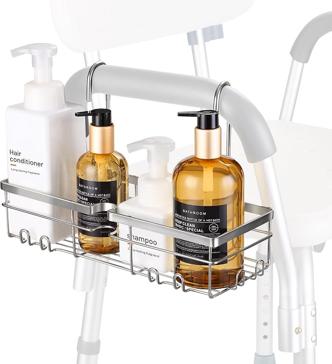 YUOROS Shower Caddy Hanging, 304 Stainless Steel Shower Organizer Rack for Shower Chair Bench for Elderly Seniors Disabled Handicap by YUOROS
