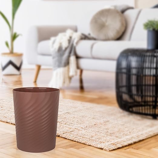 UUJOLY Plastic Trash Can Wastebasket, Garbage Container Basket for Bathrooms, Kitchens, Offices, Kids Rooms (Brown, 1.8 Gallon) - Image 3