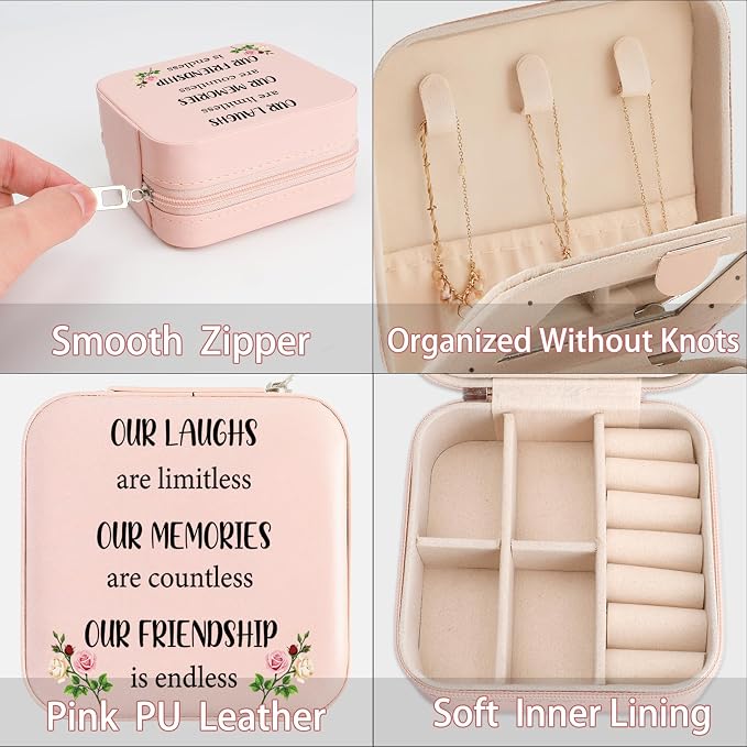 Friend Jewelry Box Valentines Galentines Mother's Day Gifts for Best Friend Christmas Birthday Graduation Gifts for Women Friends BFF Soul Sister Bestie Jewelry Case Our Laughs Are Limitless - Image 5