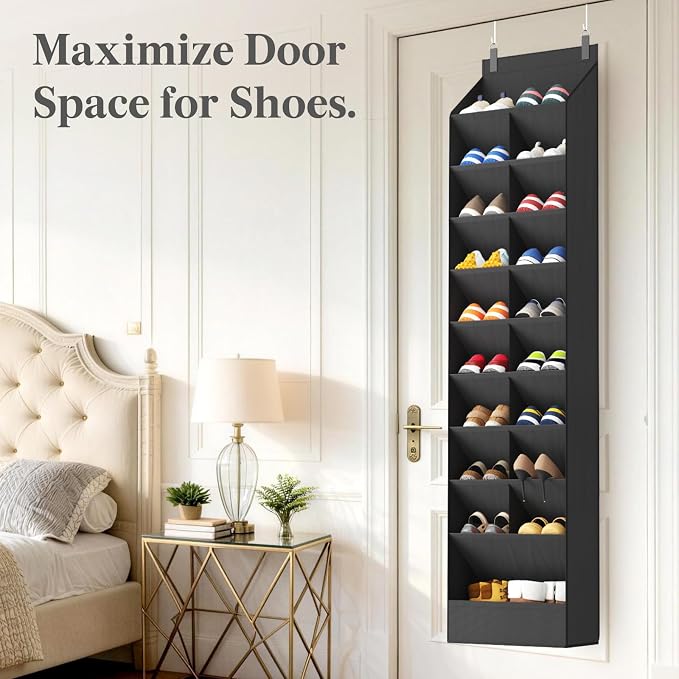 Lifewit 10 Tier Over the Door Shoe Organizer with 19 Large Deep Pockets, Fabric Hanging Shoes Shelf for Closet, Dorm Storage, Fit Up to 20 Pair Shoe Rack Holder for Sneakers, Boots, Black - Image 9
