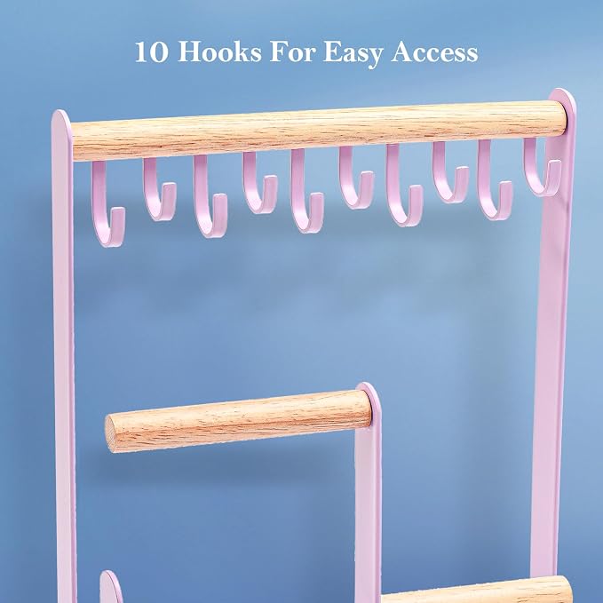 ProCase Cute Jewelry Stand, Aesthetic Jewelry Organizer for Dresser Vanity, Jewelry Holder Display for Necklaces Earrings, Gifts for Teen Girls Women, Bedroom Dorm Decor -Medium, Purple - Image 6