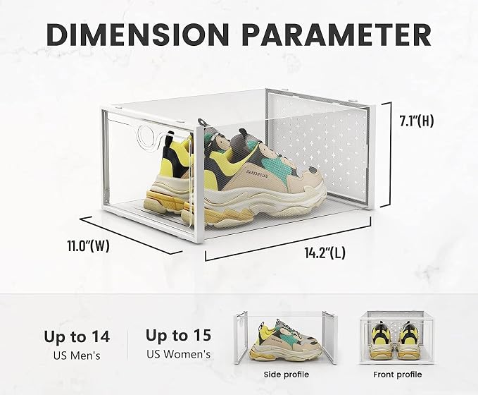 Pinkpum XXL Larger Shoe Storage Boxes Fit Size 14, Clear Plastic Stackable Shoe Organizer 6 Pack Sneaker Storage for Sneakerheads Shoe Containers - Image 2