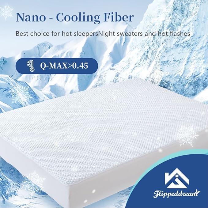 Nano-Cooling Fiber Mattress Protector Full Size (54" x 75") 100% Waterproof, Cooling Experience Unrivaled Comfort Perfect for Every Family