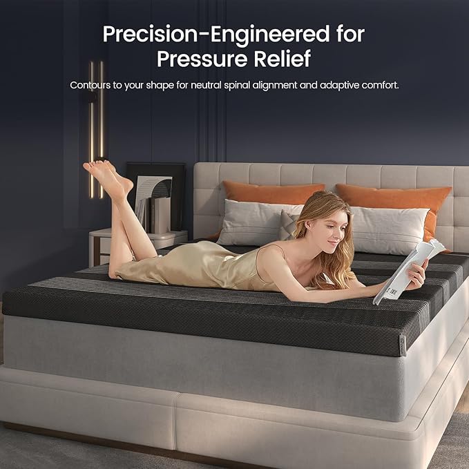 3 Inch Gel Memory Foam Mattress Topper Twin, High Density Ventilated Bed Topper for Back Pain Relief, Breathable Cover with Non-Slip Straps, CertiPUR-US