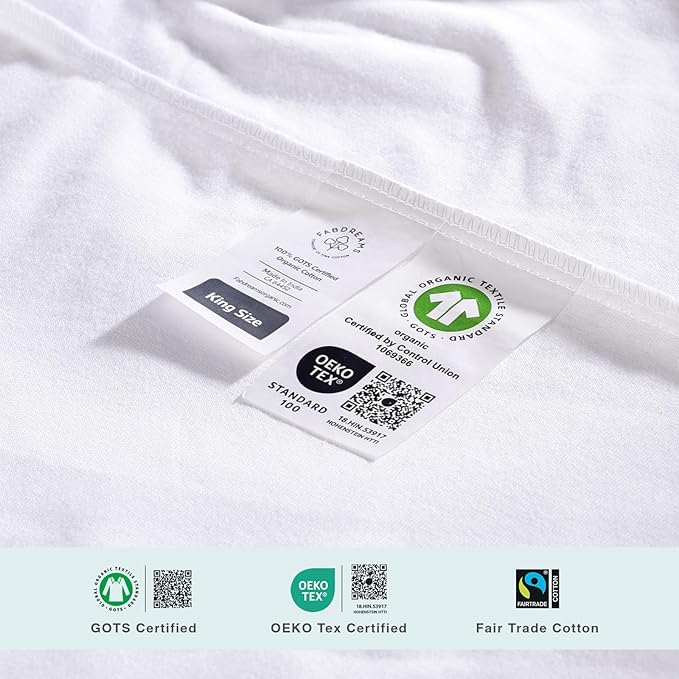 Fabdreams Organic Twin XL Size Waterproof Mattress Protector, 39" x 82", White, Temperature Regulating, Breathable, 100% Organic Cotton