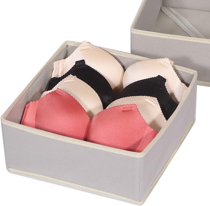 DIOMMELL Foldable Cloth Storage Box Closet Dresser Drawer Organizer Fabric Baskets Bins Containers Divider for Clothes Underwear Bras Socks Clothing,Set of 4 Grey 400 - Image 7