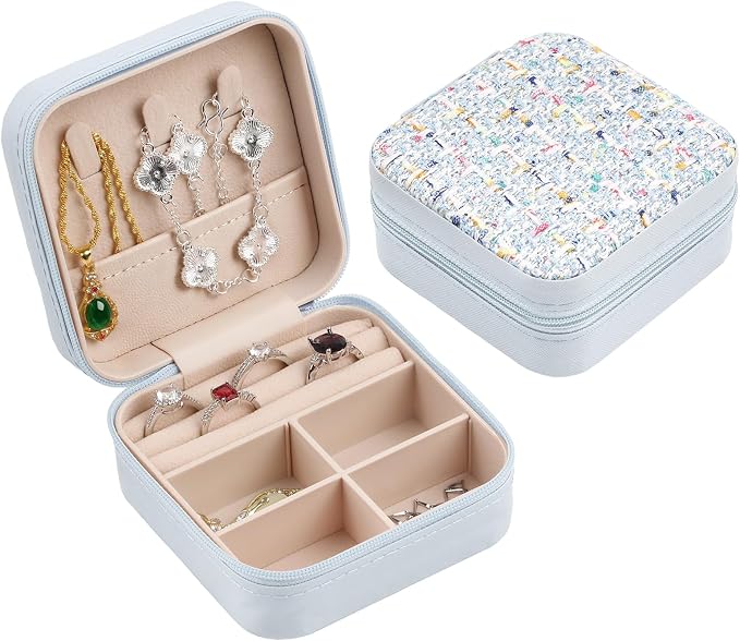 Travel Essentials: Stylish Portable Mini jewelry box, Travel jewelry organizer, Travel jewelry case. Portable jewelry case for travel. Thank you gifts for women. Birthday gifts for girls. (Blue) by Unknown