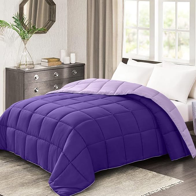 Homelike Moment California King Comforter - Purple Duvet Insert Down Alternative Bed Comforter, Lightweight Bedding Comforters Cal King Size Quilted Soft All Season Reversible Plum/Light Purple