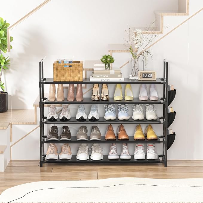 OYREL 5 Tier Shoe Organizer Rack for Closet, Entryway, Garage, Door, Space Saving, Shoe Holder Stand/Tower, Large, 20-25 Capacity - Image 4