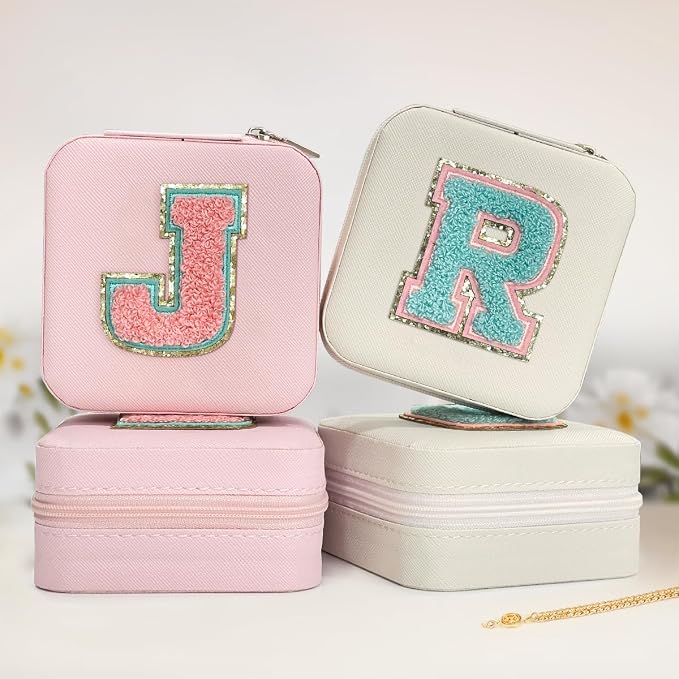 SANDJEST Personalized Jewelry Box, Pink Travel Jewelry Box with Initial J, Small Monogrammed Jewelry Case Organizer for Girls Women Teen Kids, Mini Travel Essentials Gifts for Birthday Christmas - Image 4