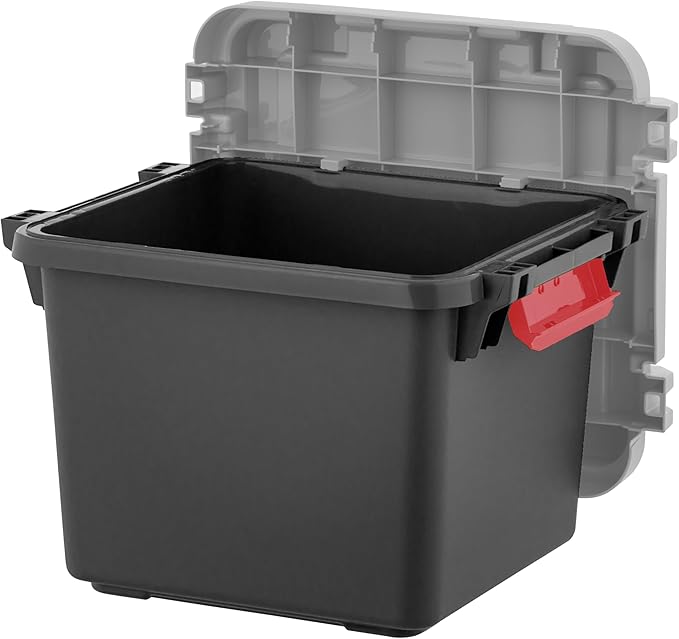 IRIS USA 4 Pack TrailBox, 8 Gallon Lockable Storage Trunk Box, Truck Bed Bin Heavy-Duty Containers Camping Gear, Adventure Chest - Dark Gray/Gray - Image 3