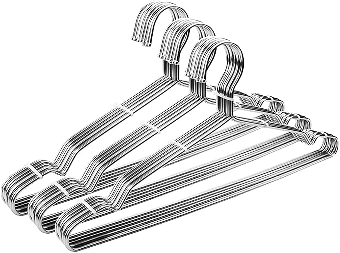 Clothes Hangers 30 Pack Coat Hangers Non Slip Wire Hanger Clothing Heavy Duty Seropy Metal Hangers Space Saving Ultra Thin of Stainless Steel Hanger by SeropyDirect