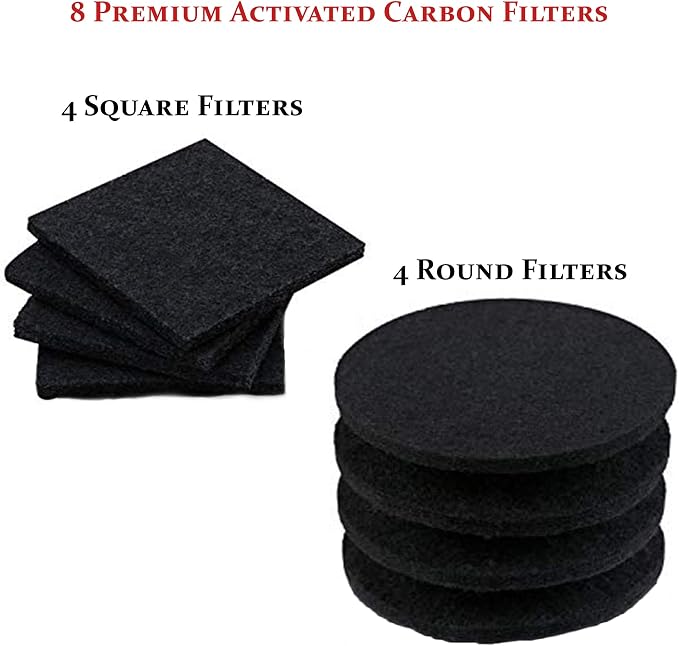 RED FACTOR 8 Pack Extra Thick Charcoal Filters for Kitchen Compost Bins - Activated Carbon Replacement Filters for Odor Free Buckets (4 Round, 4 Square) - Image 2