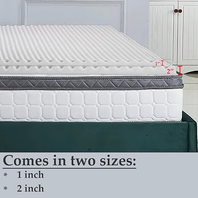 Treaton, 3-Inch Convoluted High Density Foam Mattress Topper, CertiPUR-US Certified for Superior Comfort and Support, King, Green