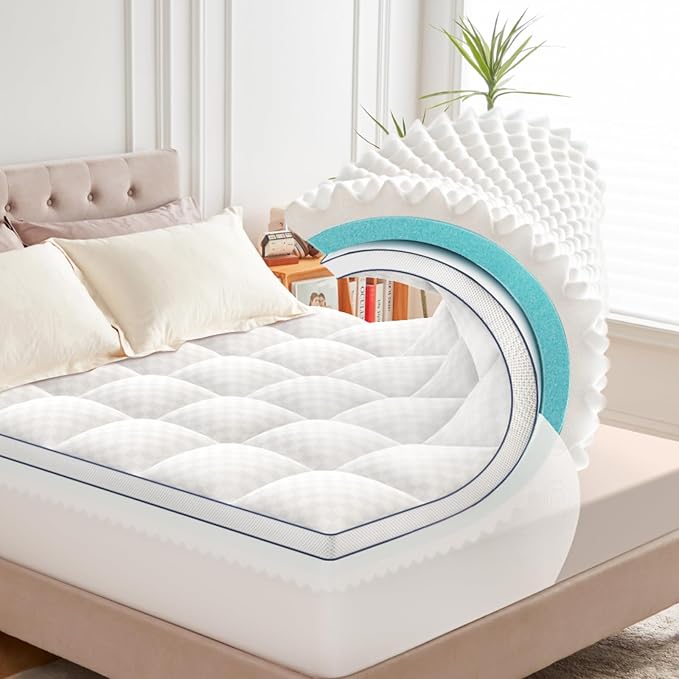 Twin Mattress Topper, 4.5 Inch Memory Foam Mattress Topper for Back Pain & Pressure Relief - 2.5" Cooling Memory Foam Soft and Supportive + 2" Pillow Top Mattress Pad Cover, with 8-21" Deep Pocket