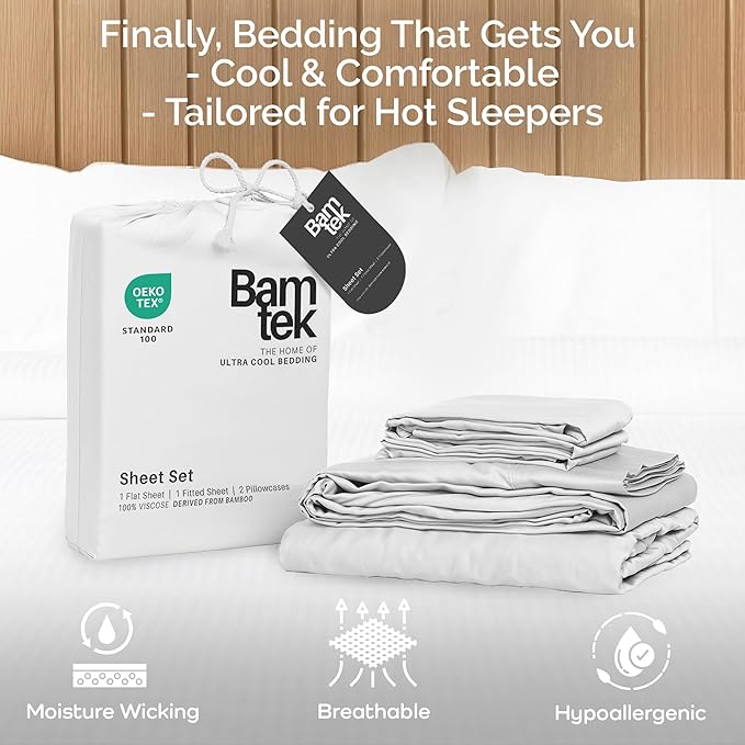 Viscose Bamboo Bed Sheets Full Sizes 4PC Set - Cooling Bedding for Hot Sleepers with Moisture Wicking Technology - Silky Soft 16 Inch Deep Pocket - White 54"x75"