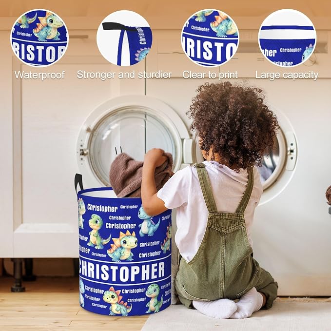 Custom Name Laundry Hamper, Personalized Laundry Basket with Name for Baby Boys Girls, Customized Collapsible Dirty Clothes Hamper Storage with Handles for Bedroom Bathroom Dorm Room Decor - Image 4