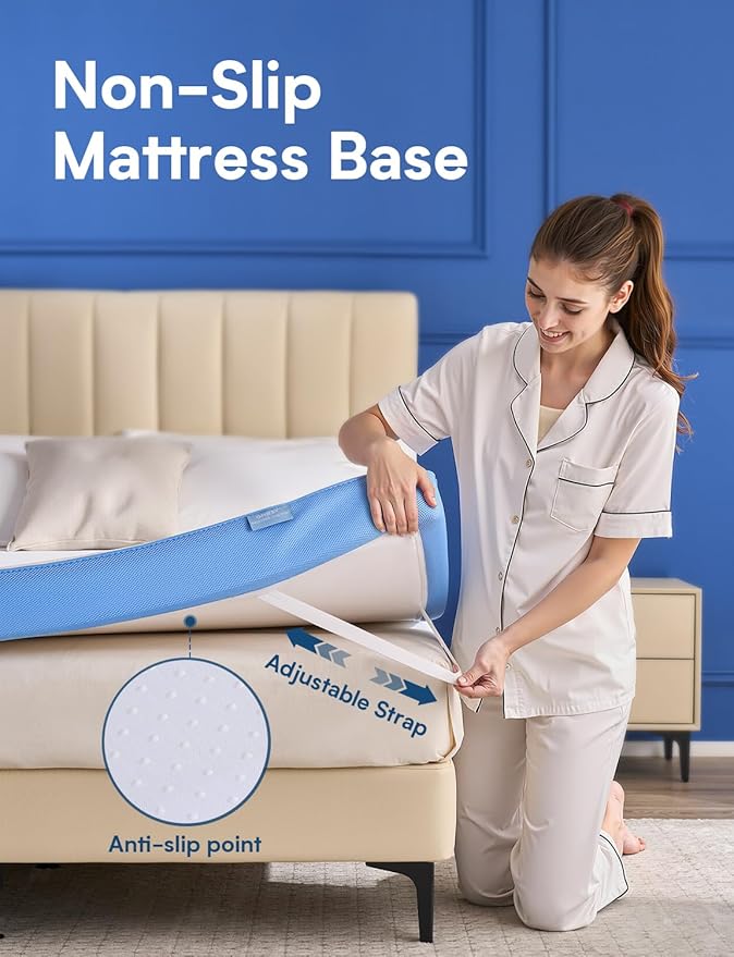 Extra Firm Mattress Topper King Size, 4 Inch Firm High Density Memory Foam Bed Topper for Back Pain Relief, Gel Bamboo Charcoal Infused Cooling Mattress, CertiPUR-US Certified, Washable Cover
